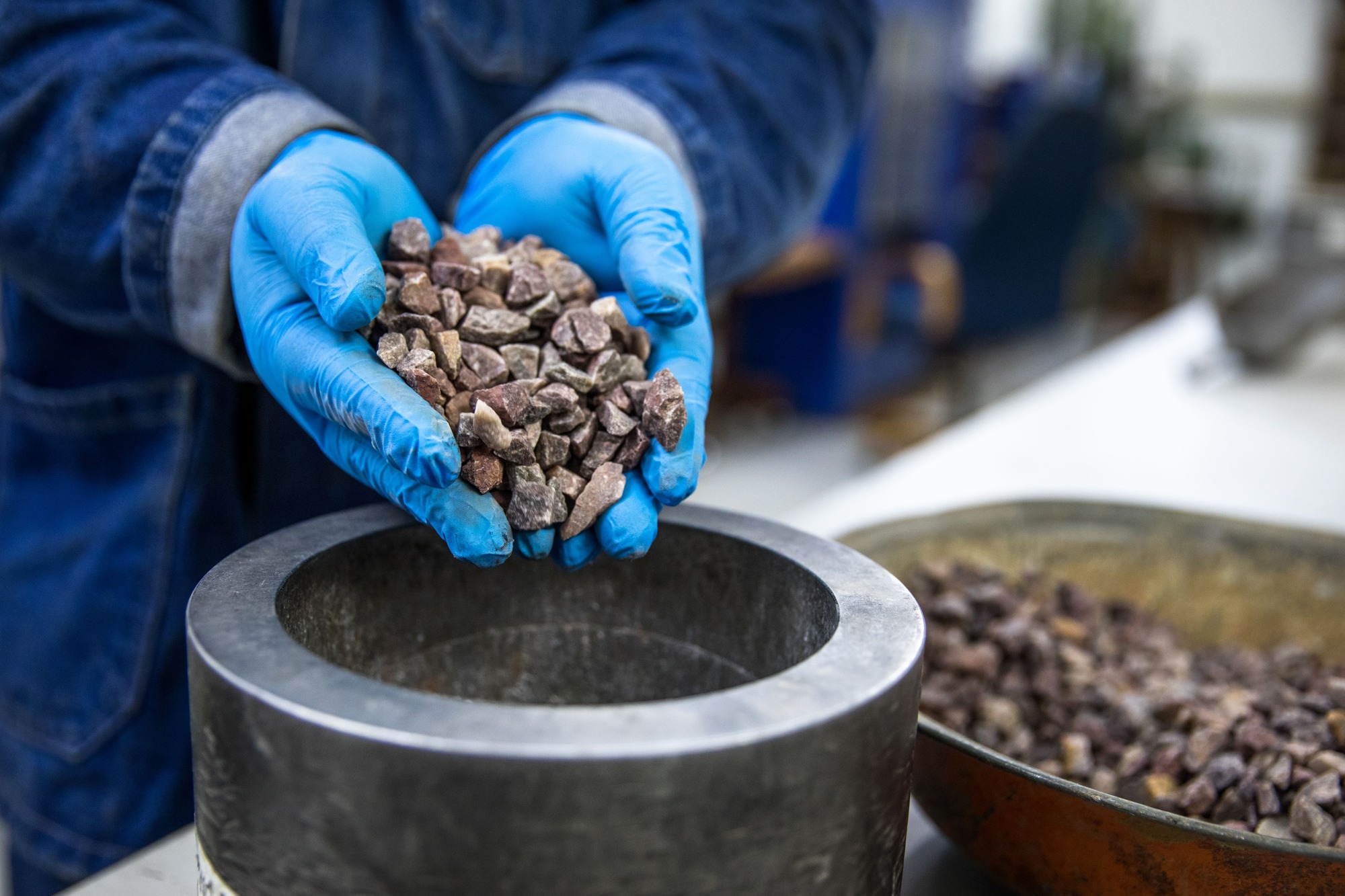 Rocks in a person's hand