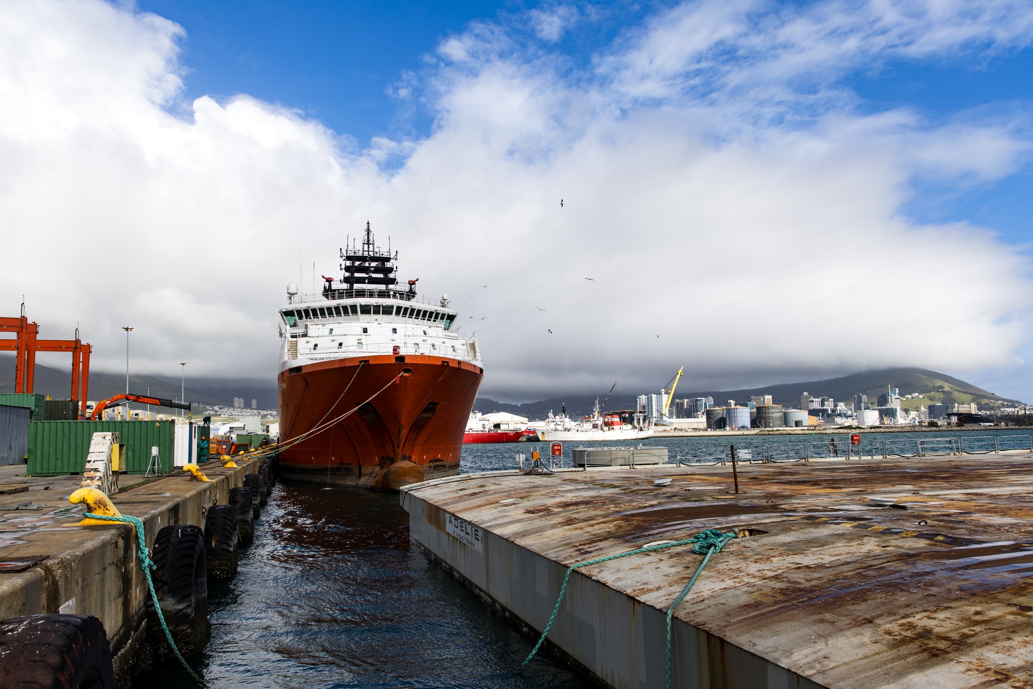 Vessel docked near harbour
