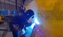 Brown at work, metal gas welding, aisi