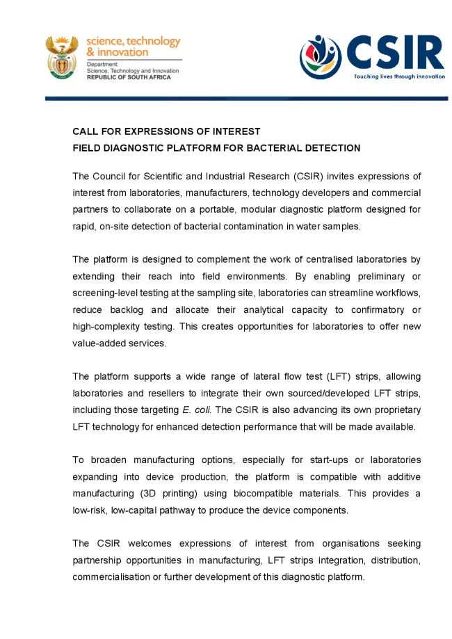 CALL FOR EXPRESSIONS OF INTEREST - FIELD DIAGNOSTIC PLATFORM FOR BACTERIAL DETECTION.pdf