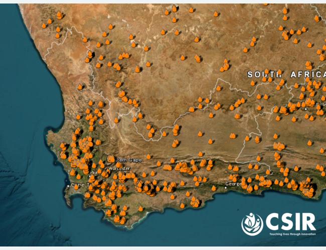 The CSIR Advanced Fire Information System (AFIS) Map Viewer showing MODIS and VIIRS-detected fire activity across the Western Cape province over one month during the fire season (February–March 2026) accessible via AFIS Map Viewert that will enhance landscape resilience and address the impacts of damaging wildfires.