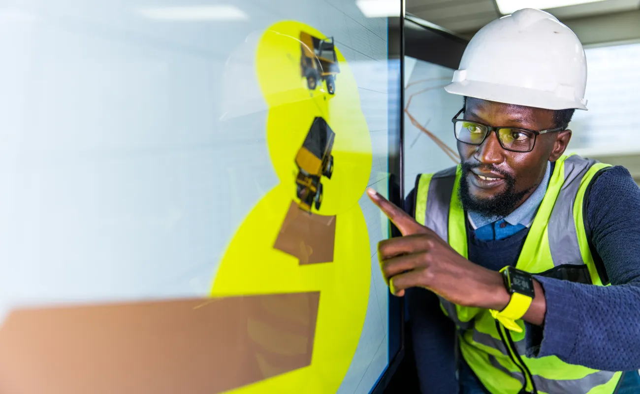 Man pointing at item