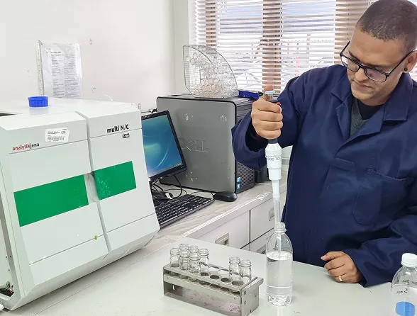 Scientist testing water