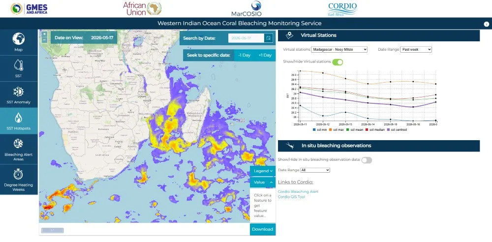 Western Indian Ocean coral bleaching monitoring